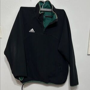 Adidas Black/Emerald Green Reversible J Jacket with Green Lining Quarter Zip